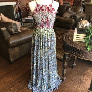 Gorgeous Bhanuni for Anthropologie Multicolor Floral Maxi Dress